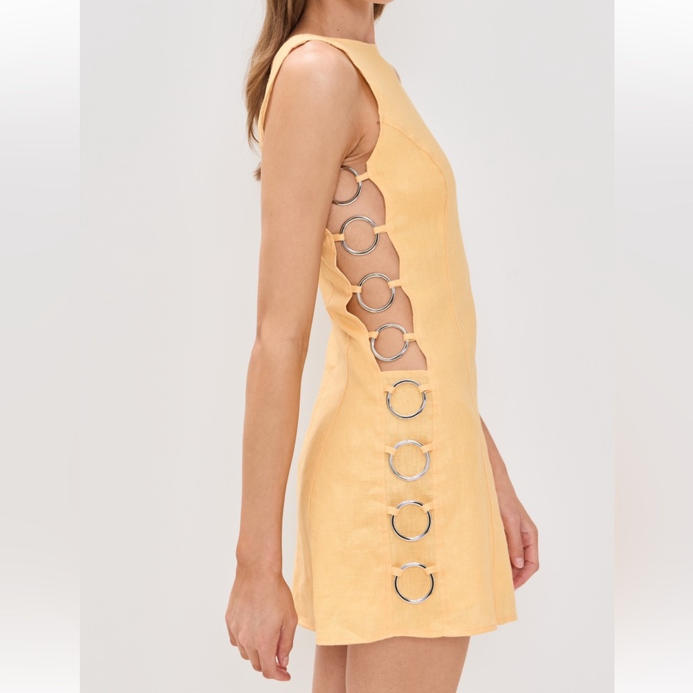 Sleeveless Mini Dress with Ring Side Cutouts - Yellow - Picture 2 of 12